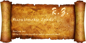 Ruzsinszky Zekő névjegykártya